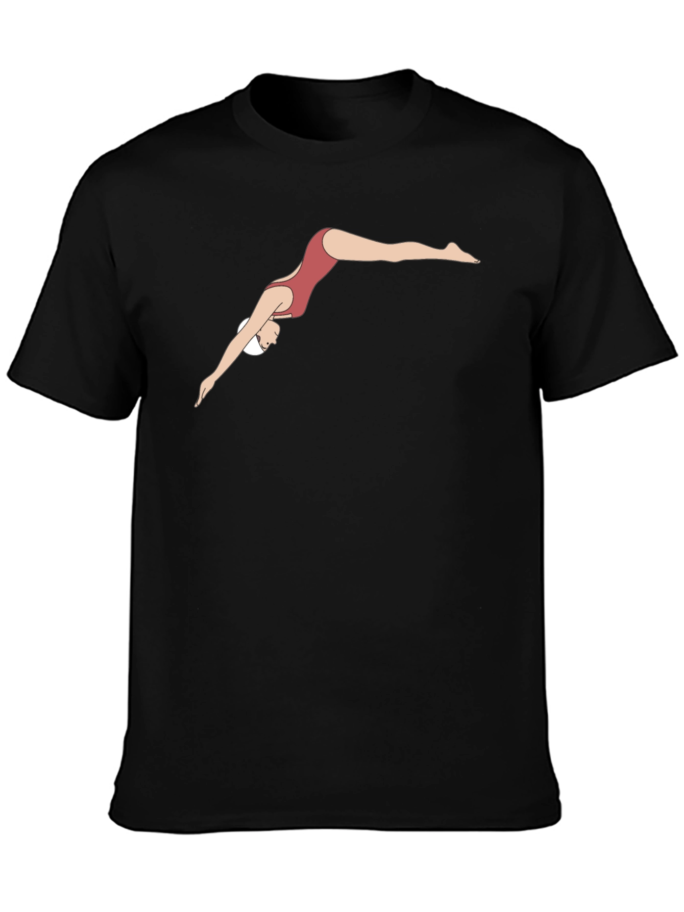 Diving Woman Graphic Tee - Black Cotton T-Shirt