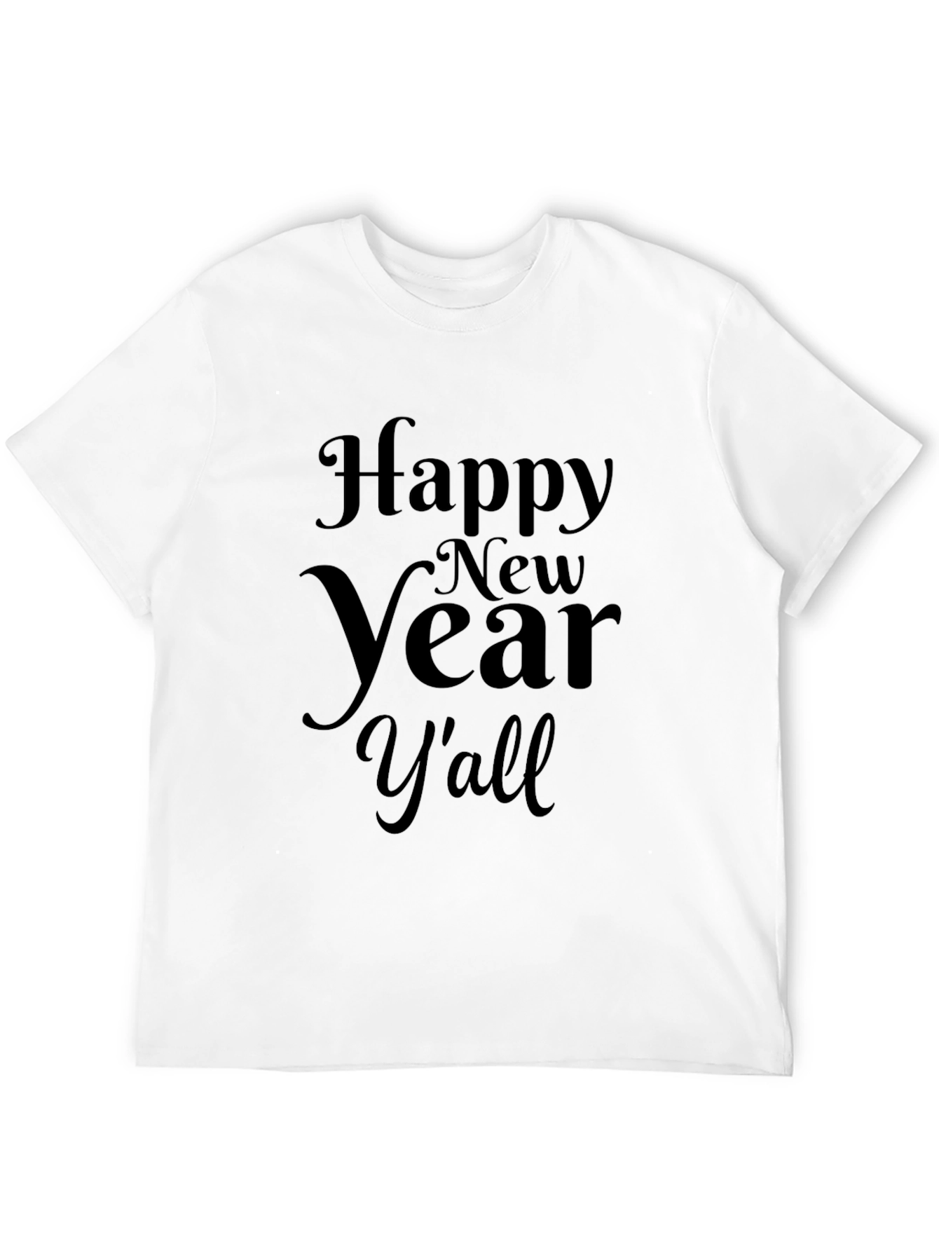 Happy New Year Yall Graphic Tee - Black