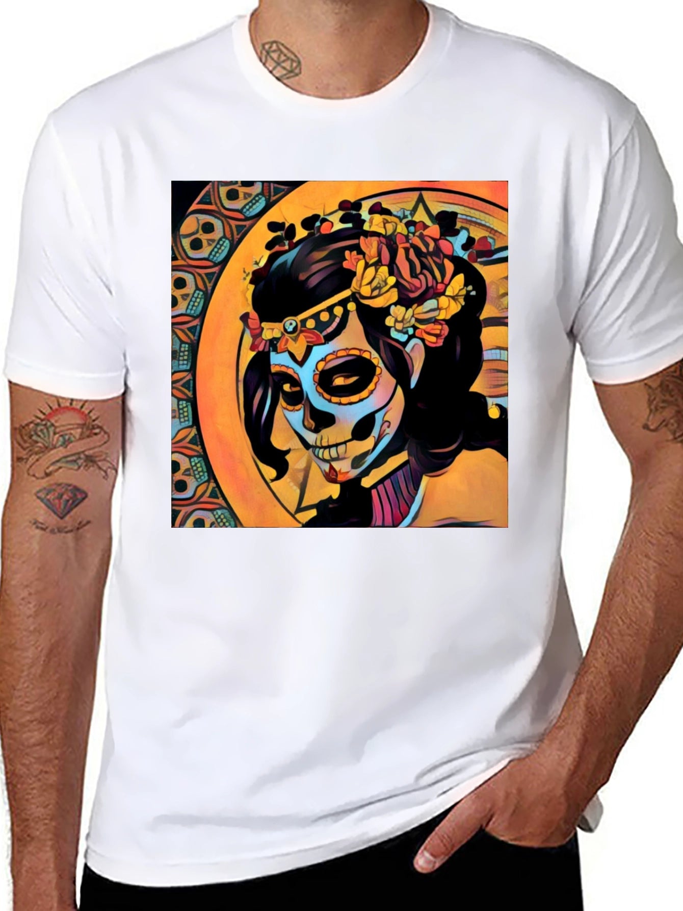 Day of the Dead Sugar Skull Art T-Shirt