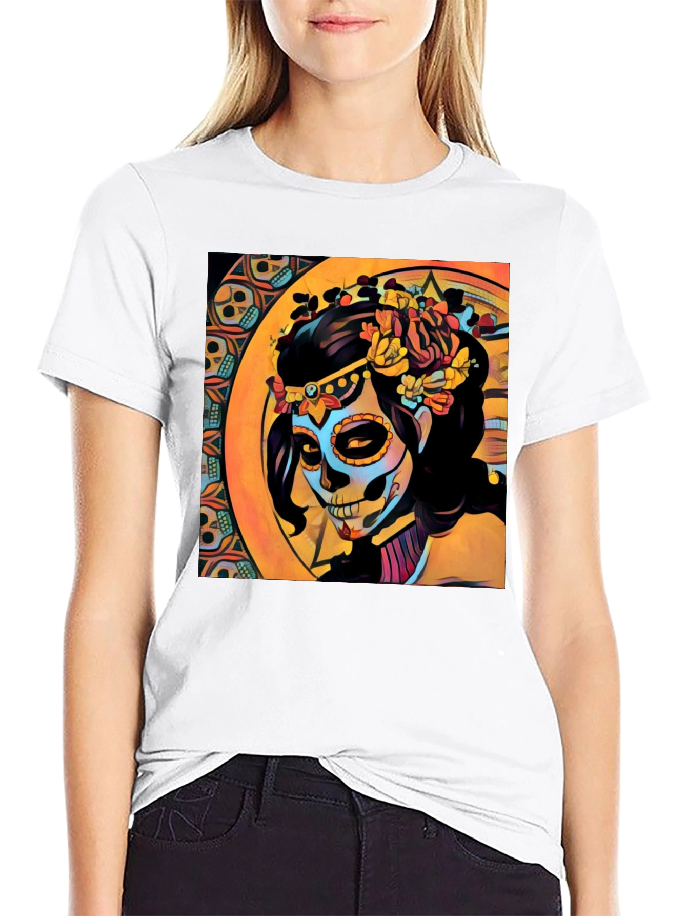 Day of the Dead Sugar Skull Art T-Shirt