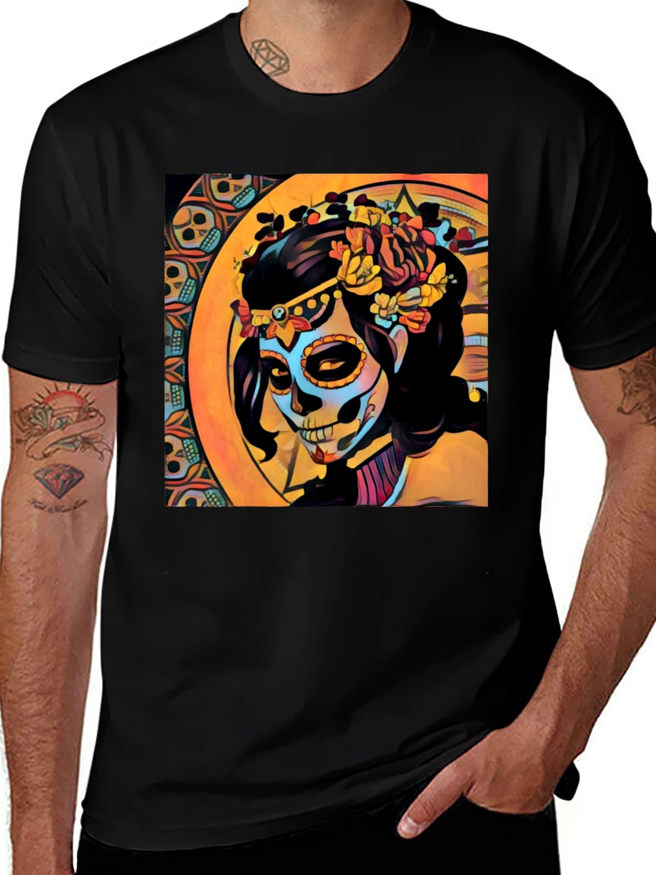 Day of the Dead Sugar Skull Art T-Shirt