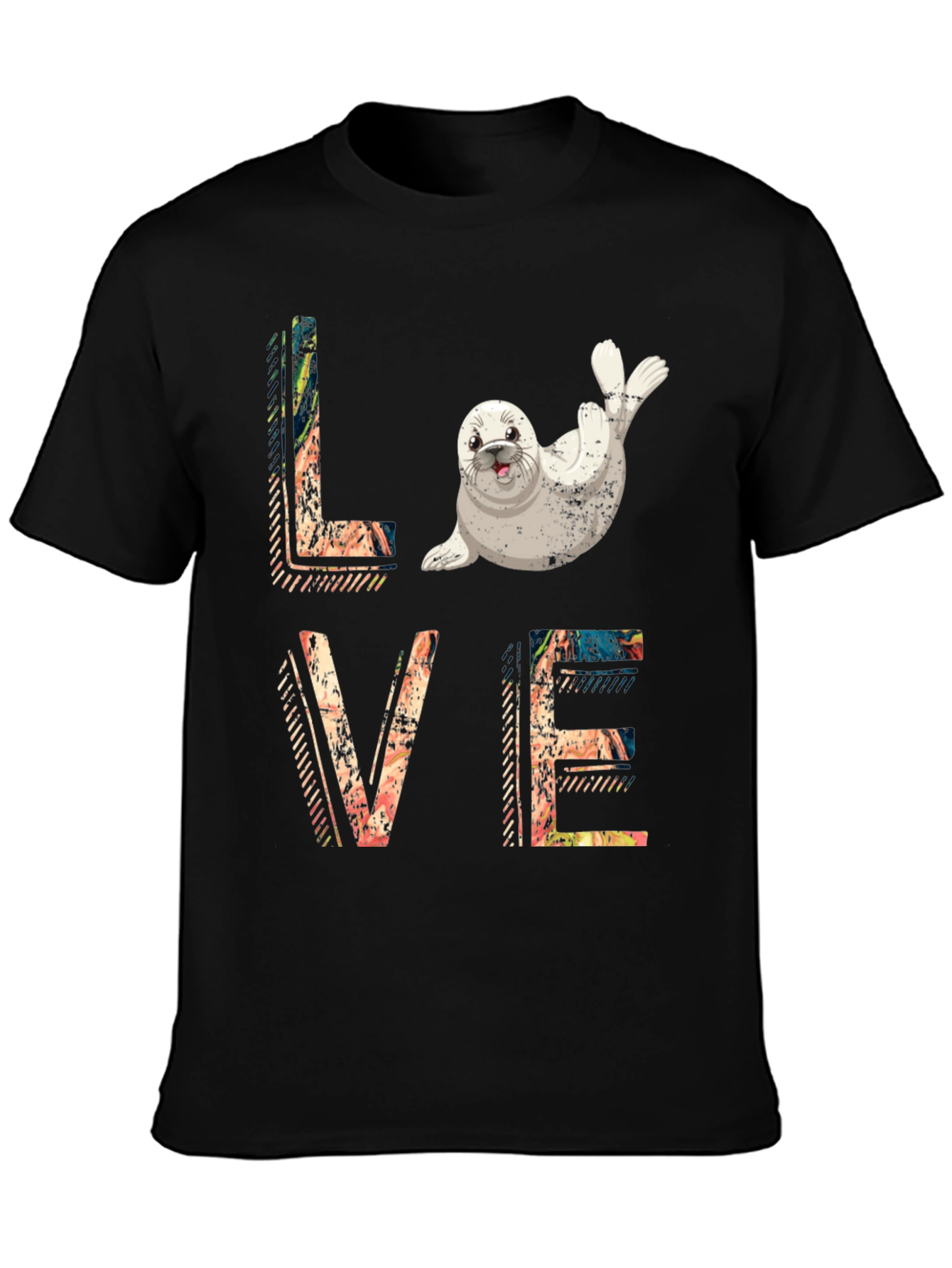 Love Seal Graphic Black T-Shirt