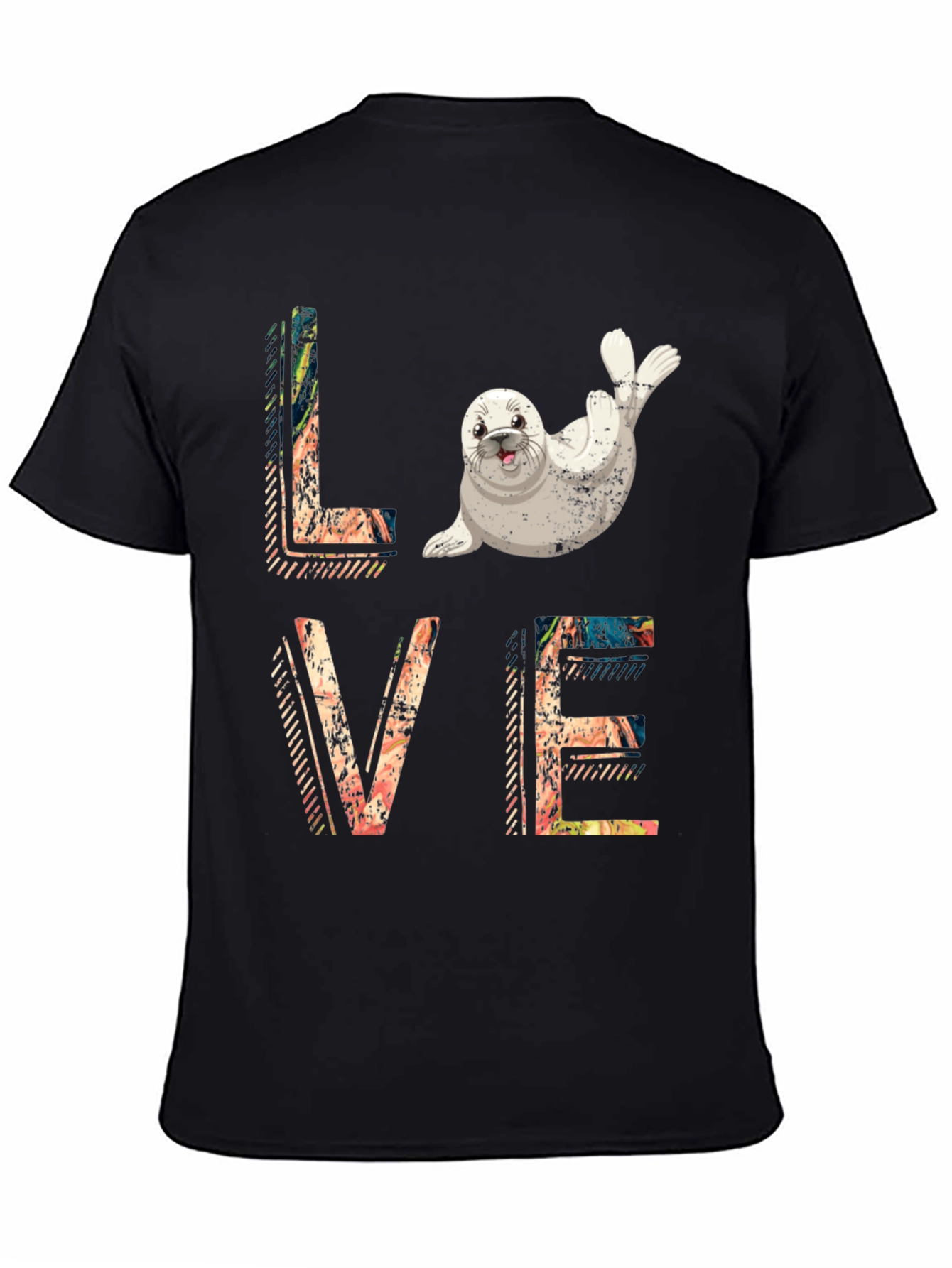 Love Seal Graphic Black T-Shirt