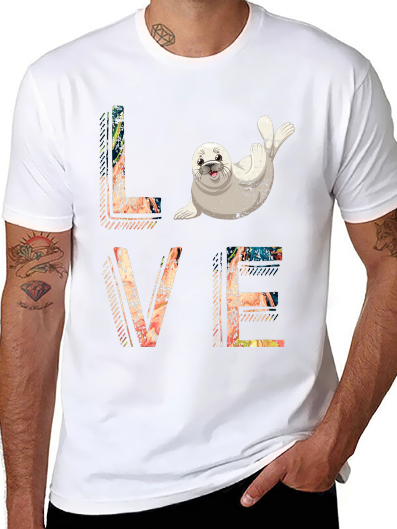 Love Seal Graphic Black T-Shirt