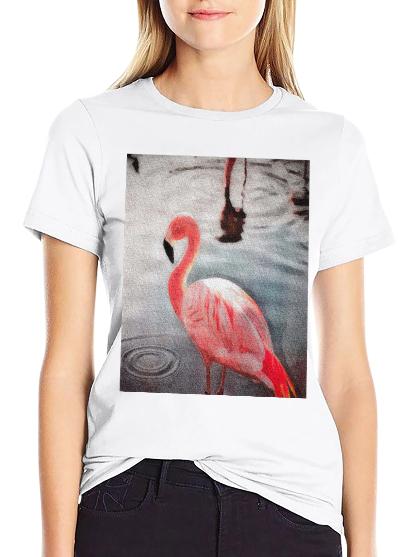 Flamingo Graphic T-Shirt - Stylish Black Tee