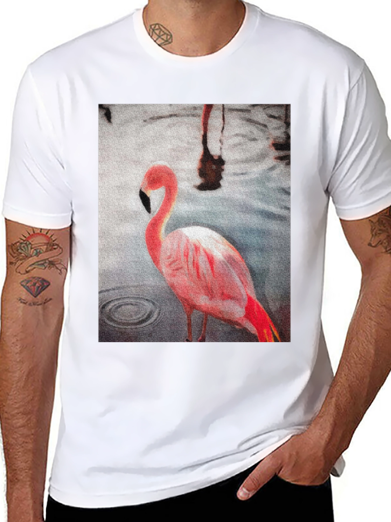 Flamingo Graphic T-Shirt - Stylish Black Tee