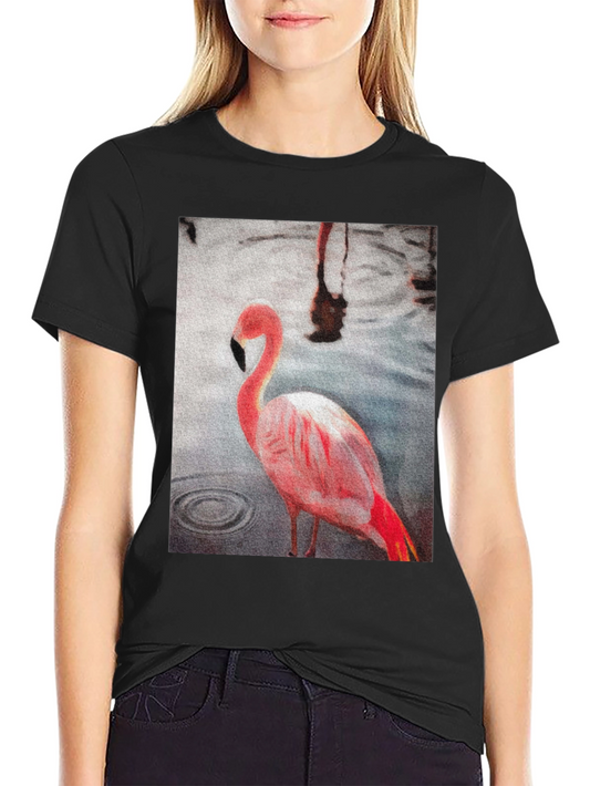 Flamingo Graphic T-Shirt - Stylish Black Tee
