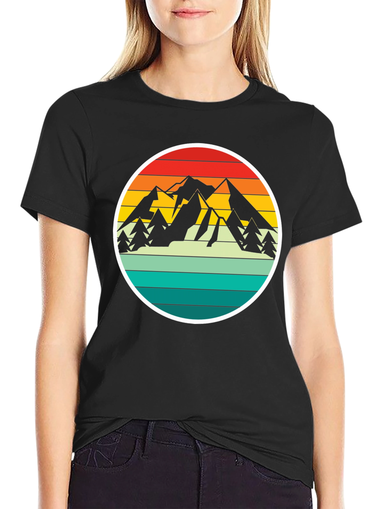 Retro Mountain Adventure T-Shirt - Black