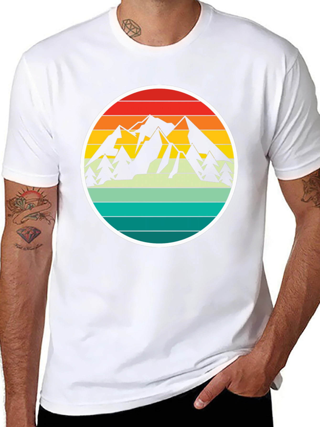 Retro Mountain Adventure T-Shirt - Black