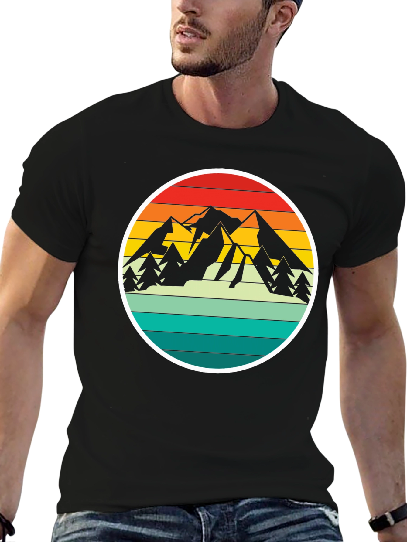 Retro Mountain Adventure T-Shirt - Black