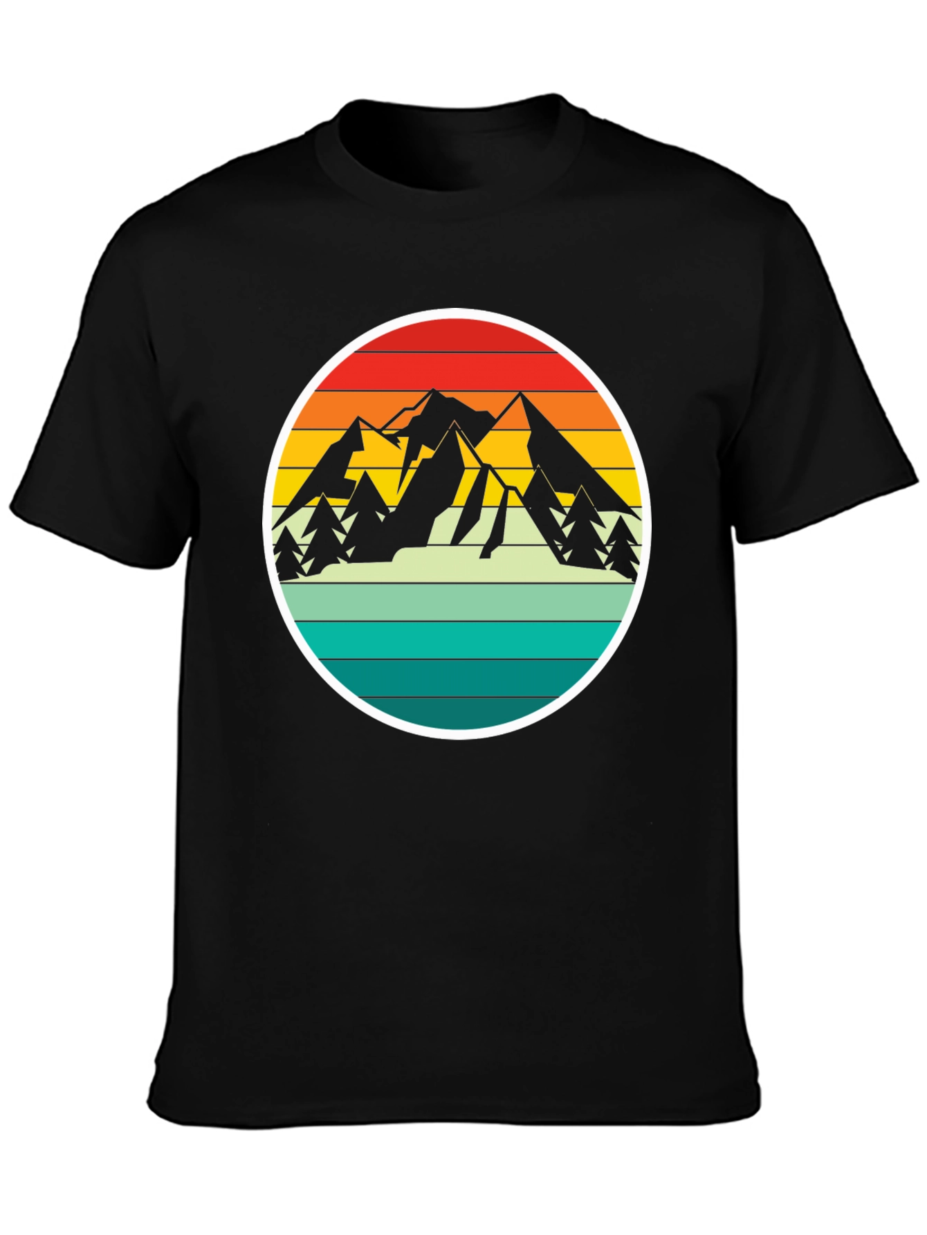 Retro Mountain Adventure T-Shirt - Black