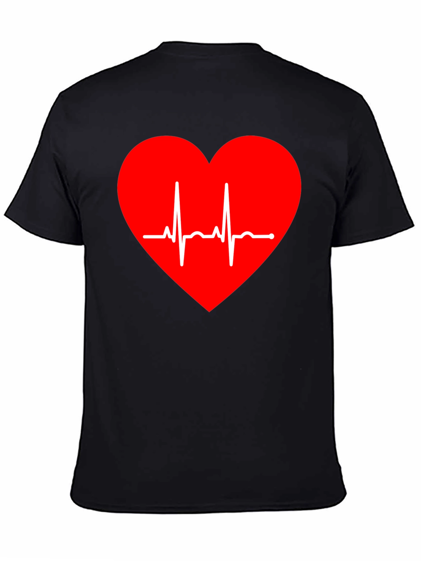 Heartbeat Graphic Tee - Stylish Black Cotton T-Shirt