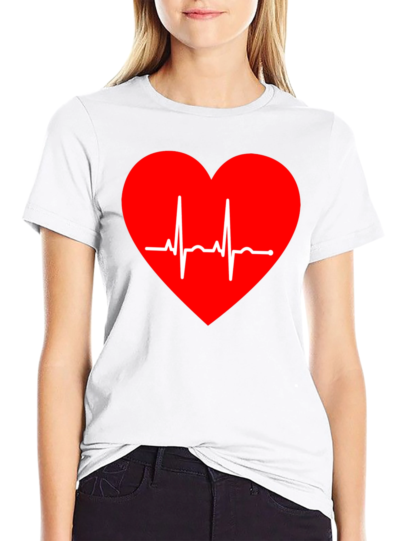 Heartbeat Graphic Tee - Stylish Black Cotton T-Shirt