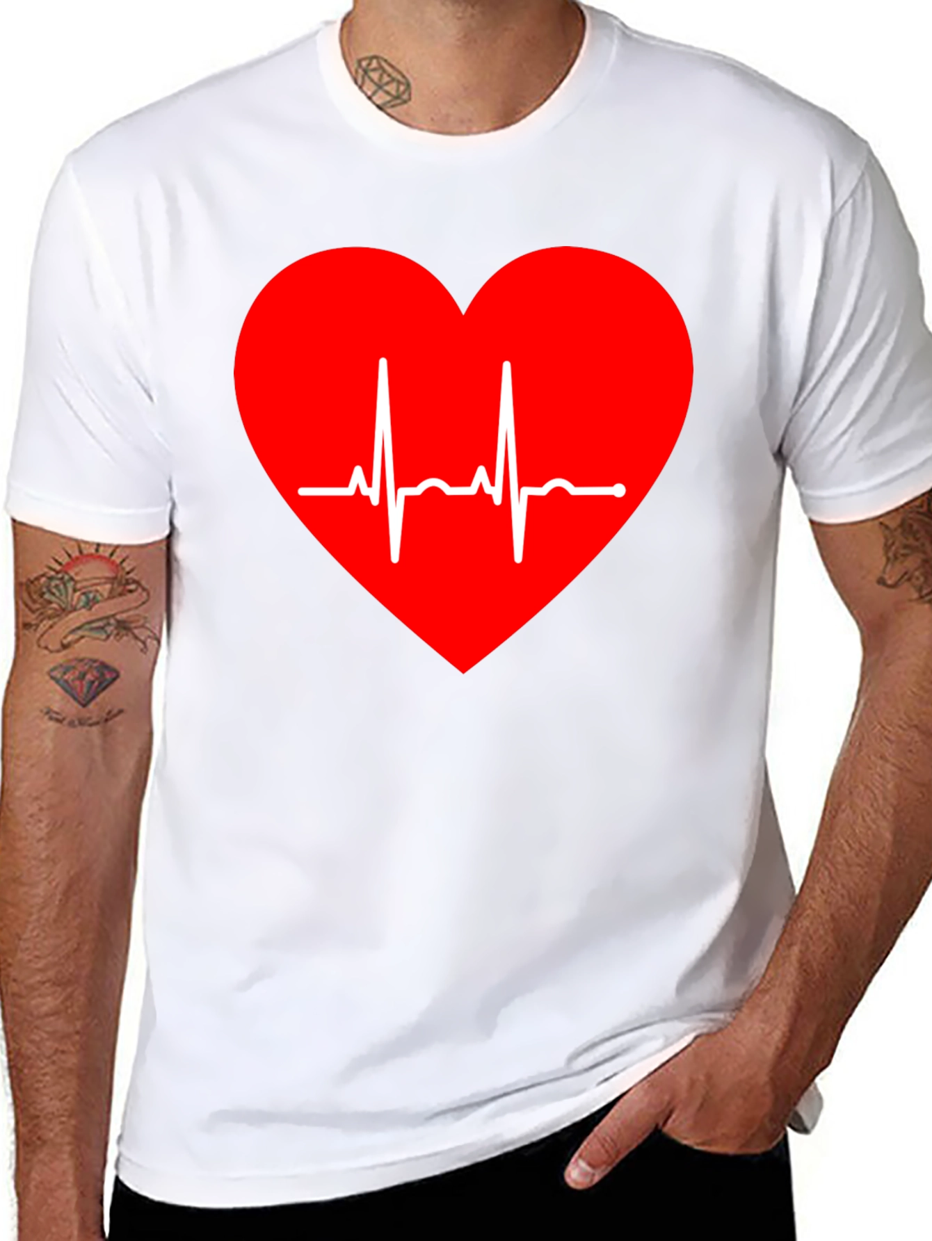 Heartbeat Graphic Tee - Stylish Black Cotton T-Shirt