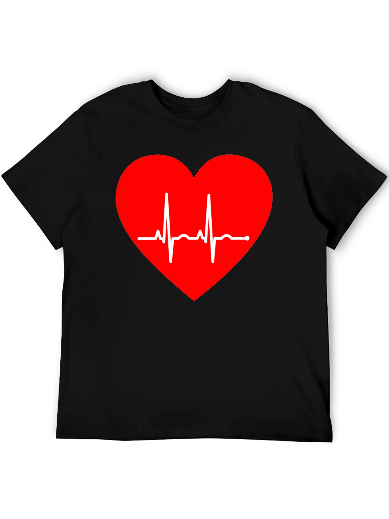 Heartbeat Graphic Tee - Stylish Black Cotton T-Shirt