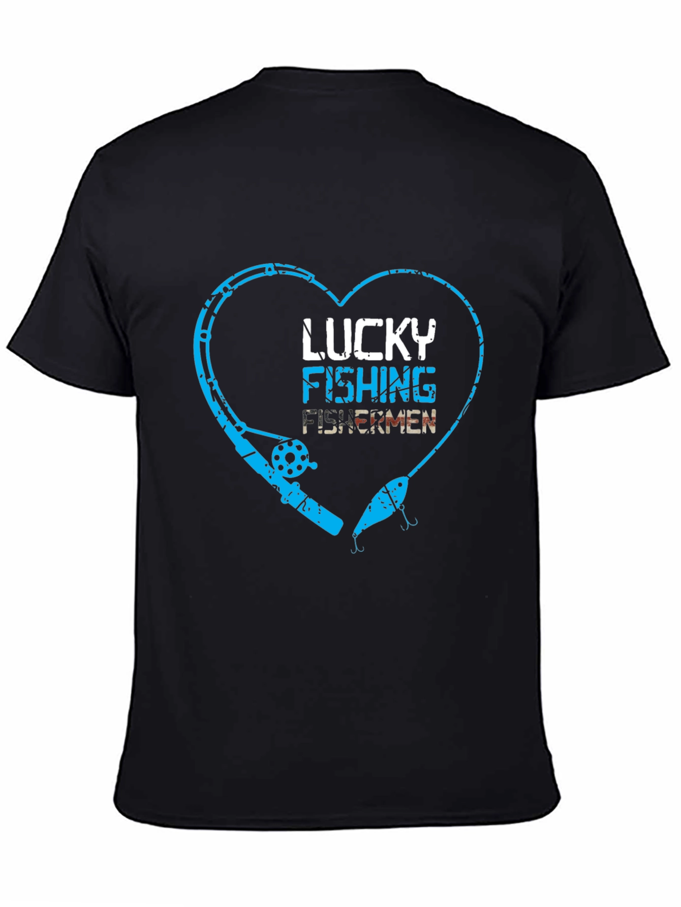 Lucky Fishing Fisherman Heart Graphic Tee