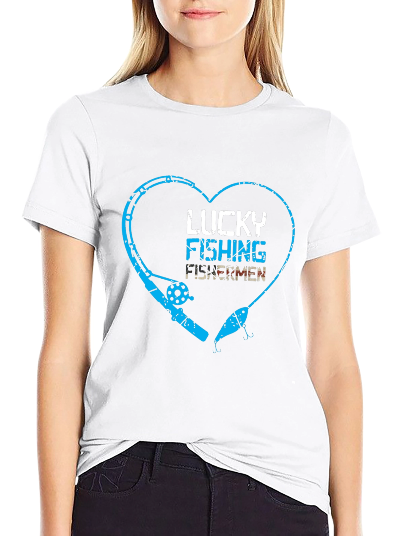 Lucky Fishing Fisherman Heart Graphic Tee