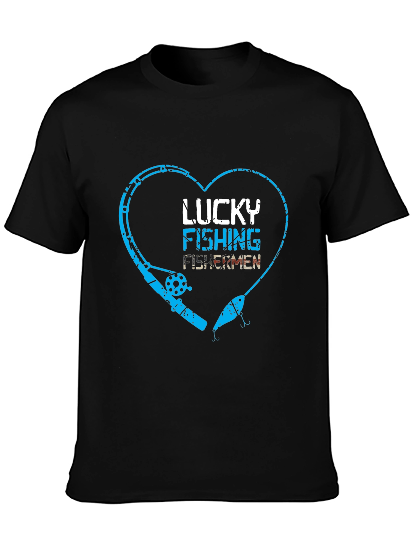 Lucky Fishing Fisherman Heart Graphic Tee
