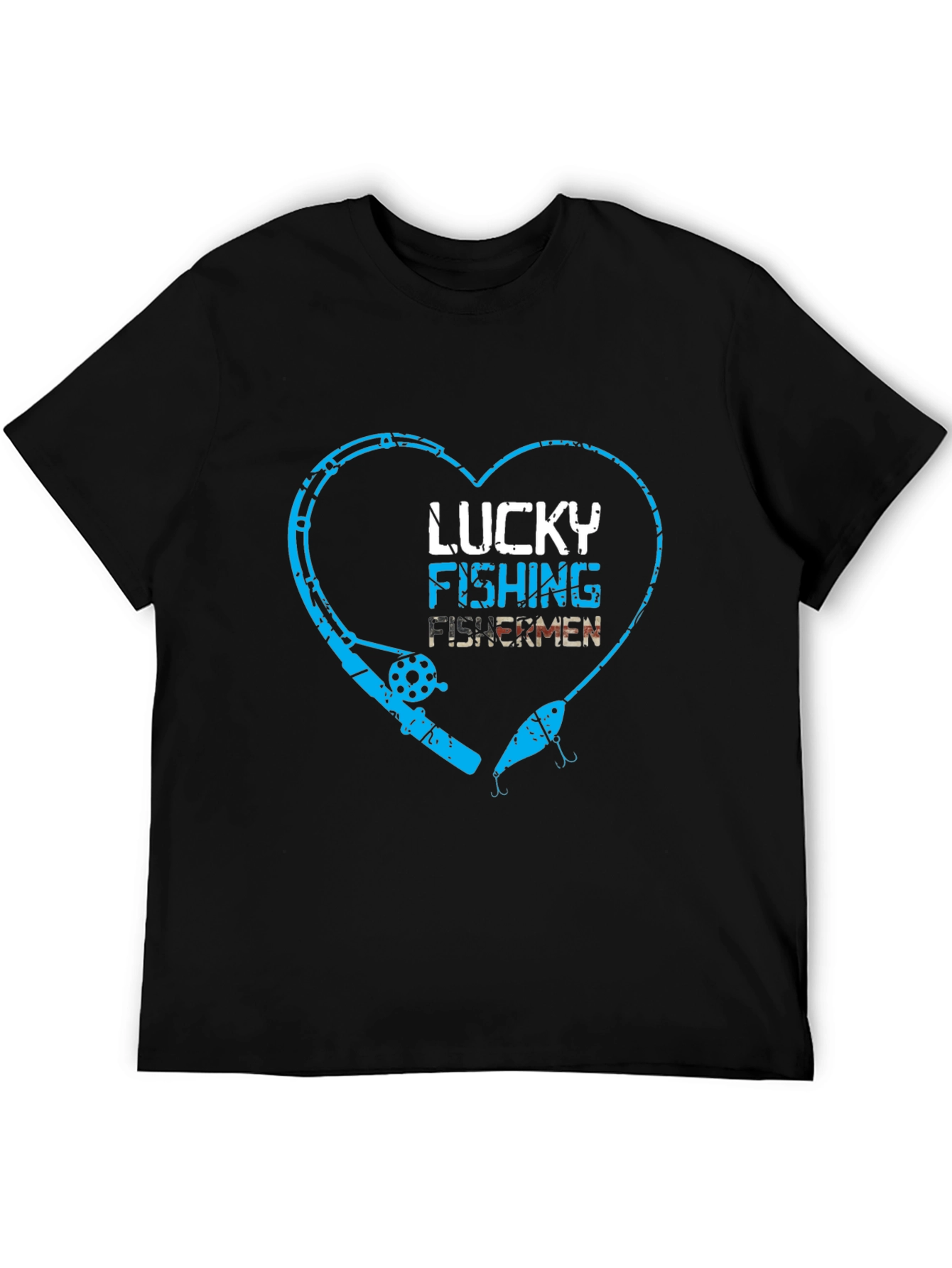 Lucky Fishing Fisherman Heart Graphic Tee