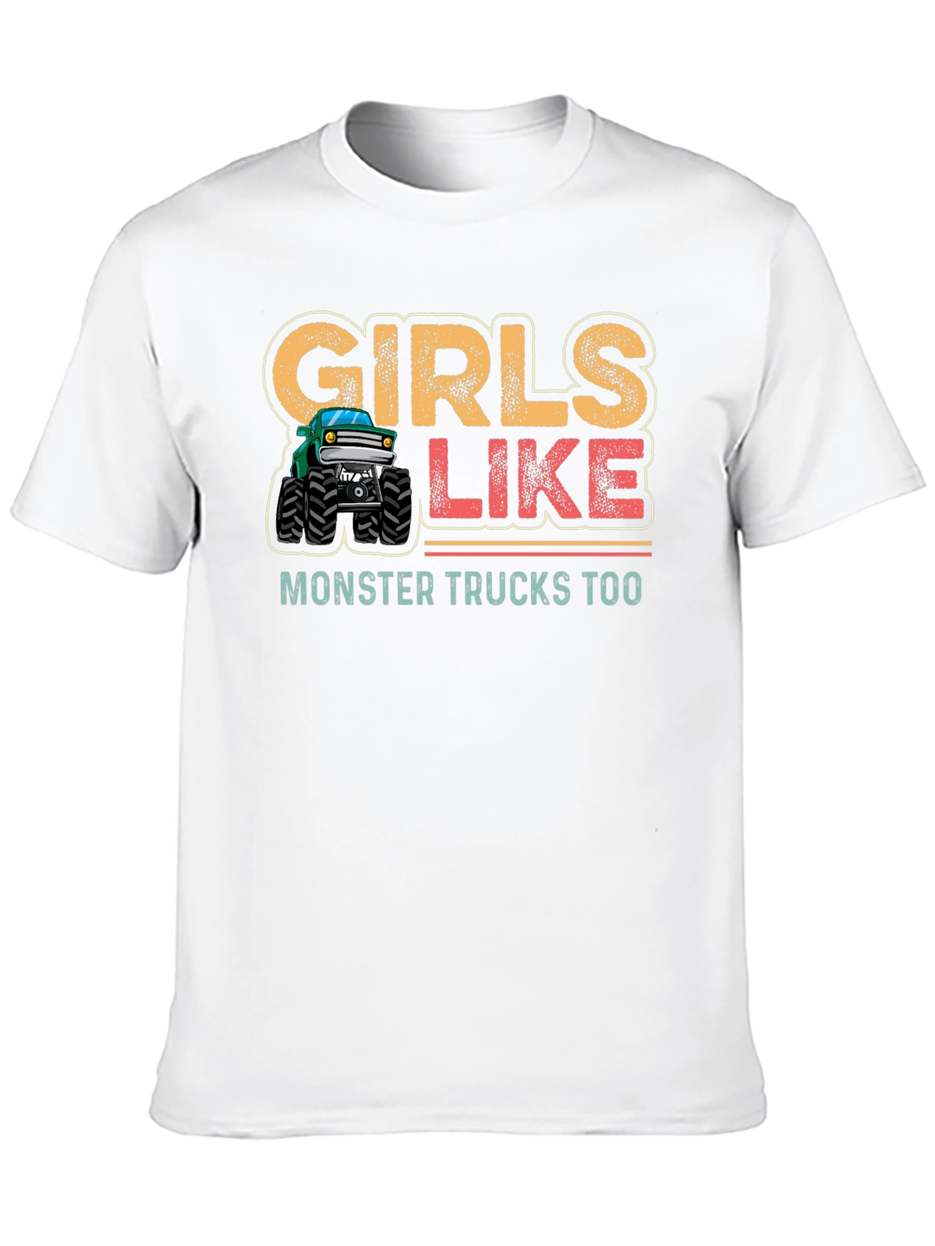 Girls Like Monster Trucks Too Black T-Shirt