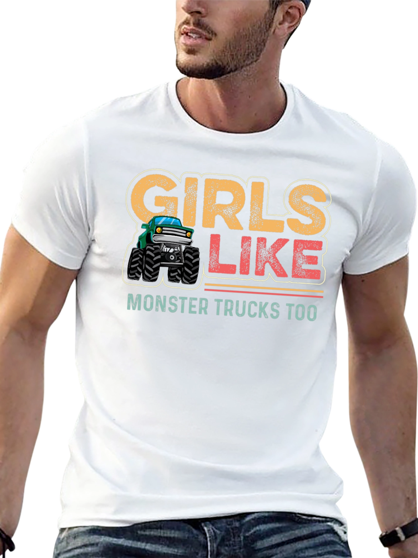 Girls Like Monster Trucks Too Black T-Shirt