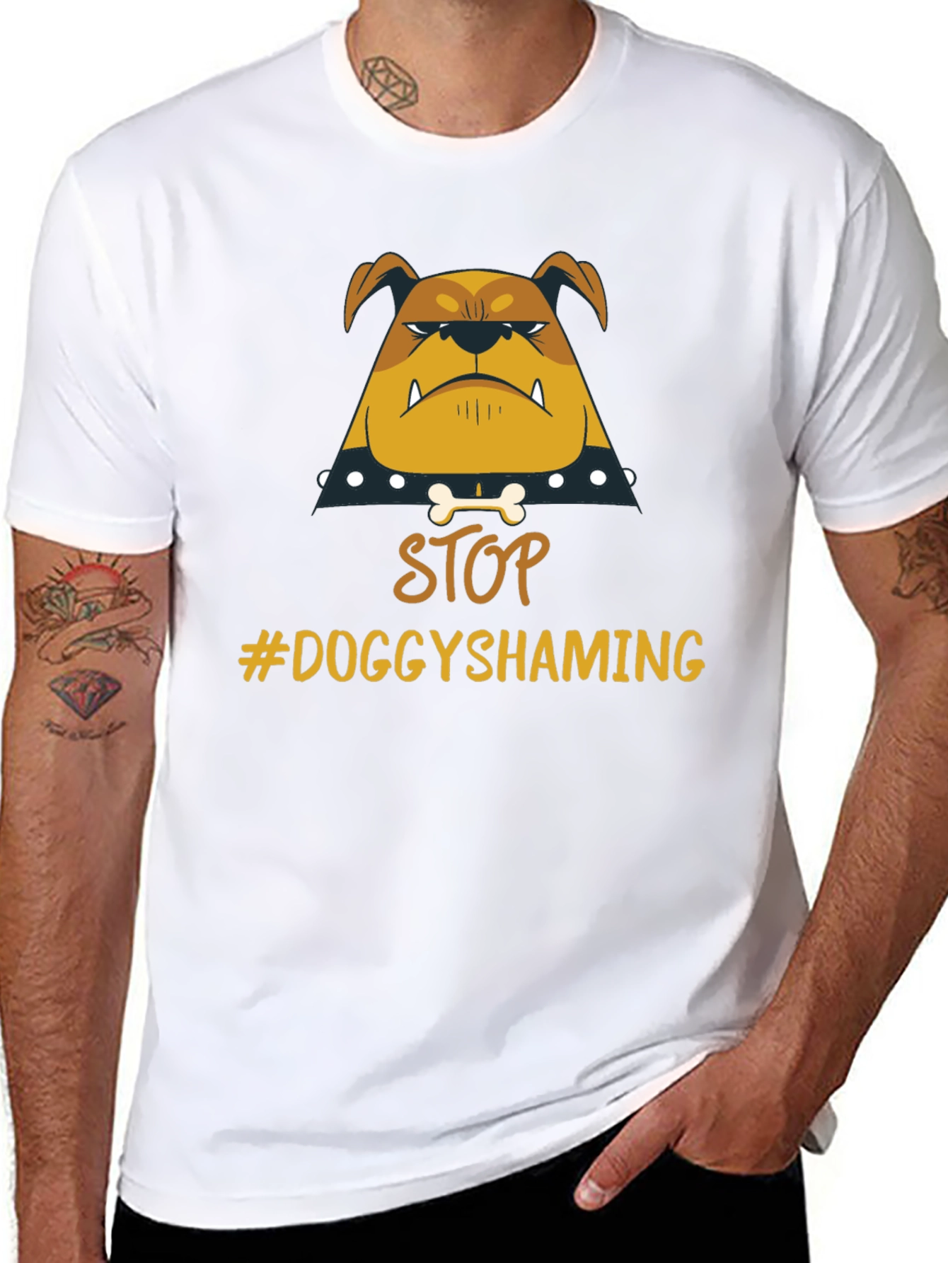 Stop Doggy Shaming Tee - Bulldog Graphic Black T-Shirt