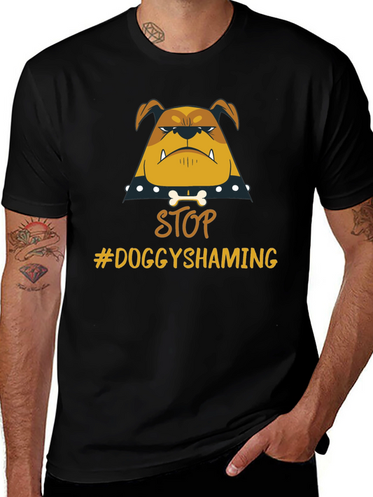 Stop Doggy Shaming Tee - Bulldog Graphic Black T-Shirt