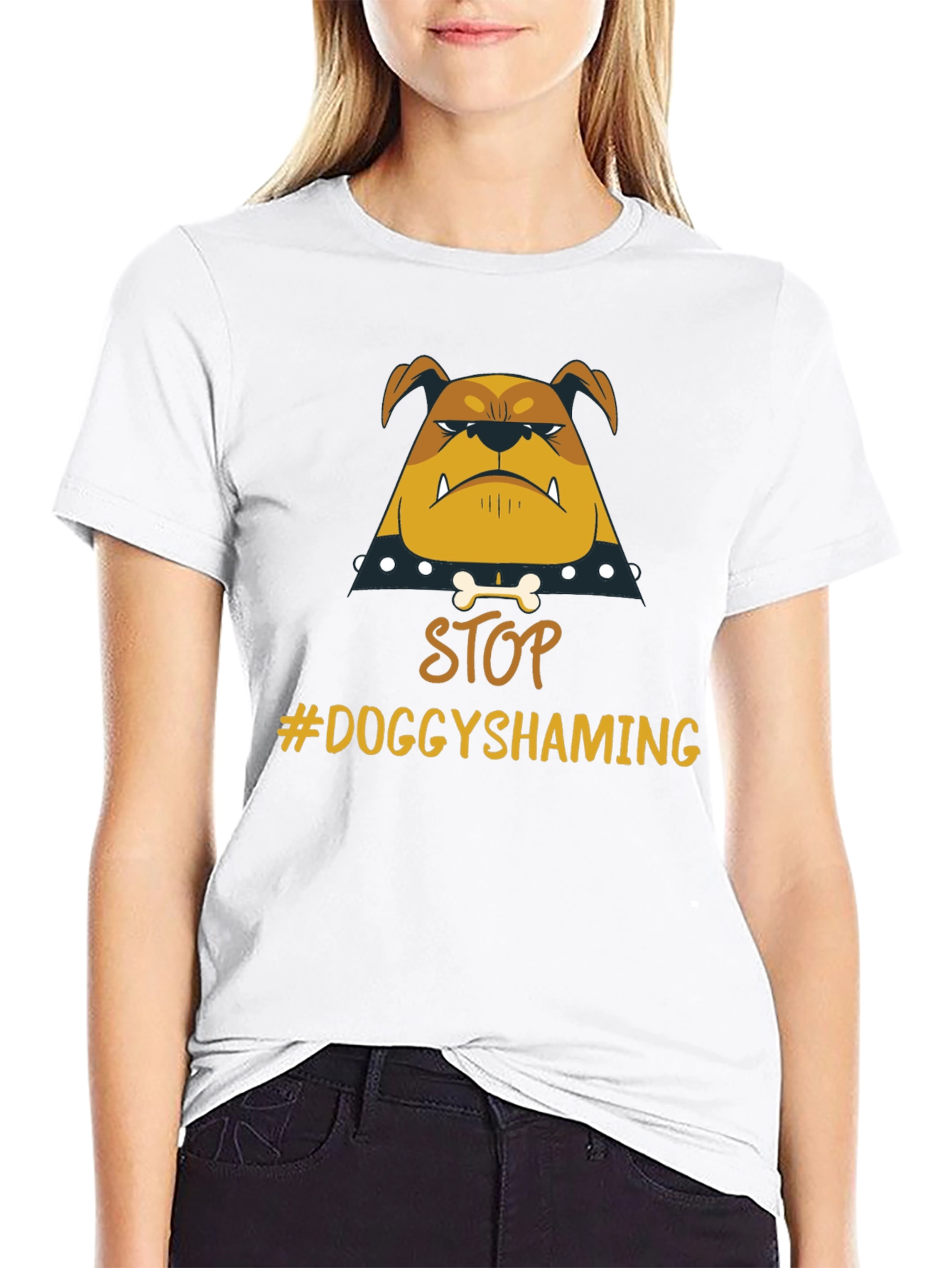 Stop Doggy Shaming Tee - Bulldog Graphic Black T-Shirt