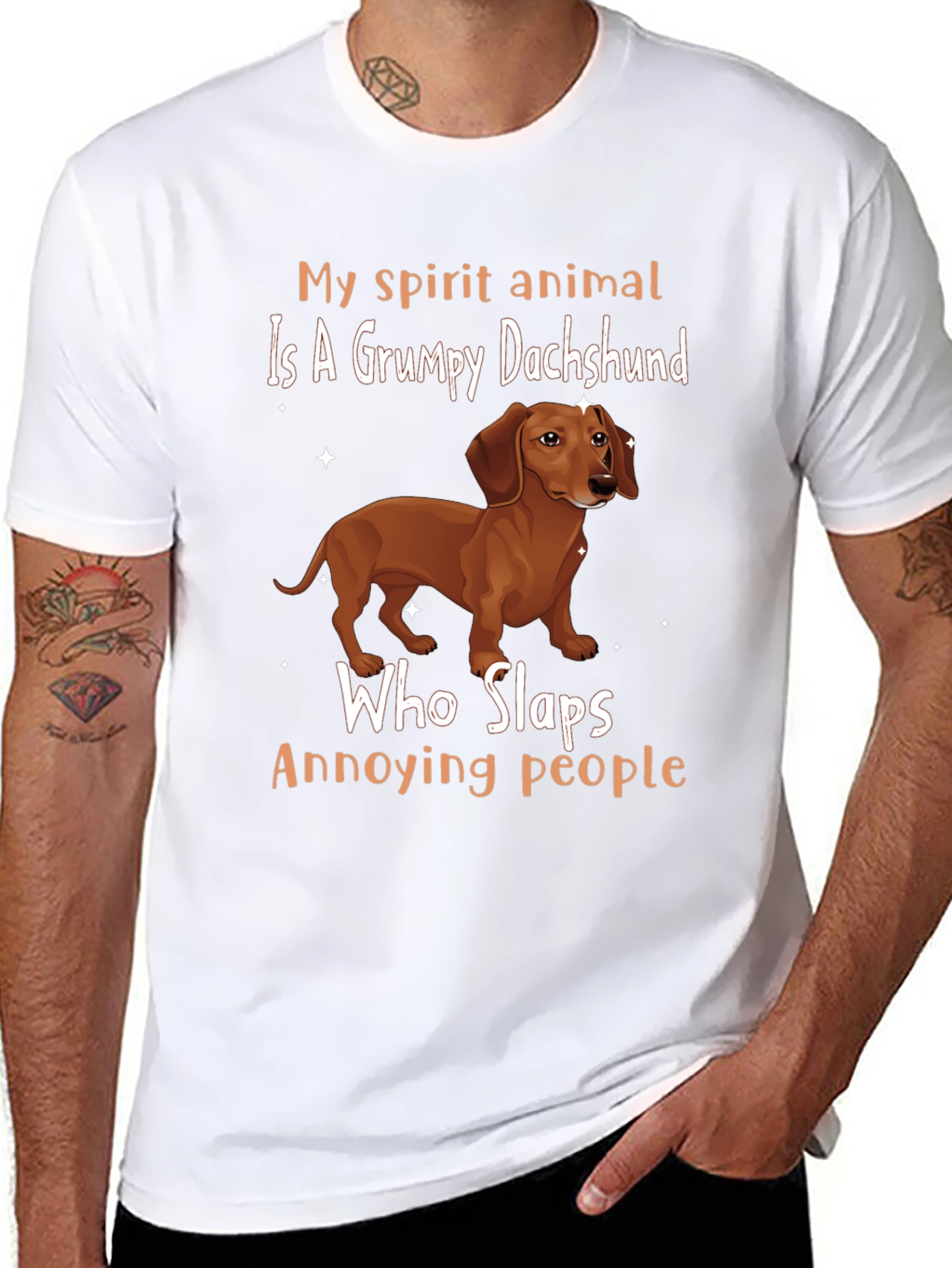 Grumpy Dachshund Slaps Annoying People T-Shirt