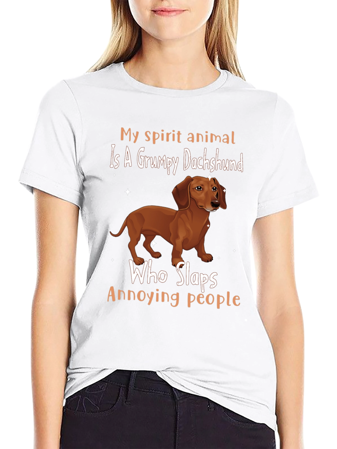 Grumpy Dachshund Slaps Annoying People T-Shirt