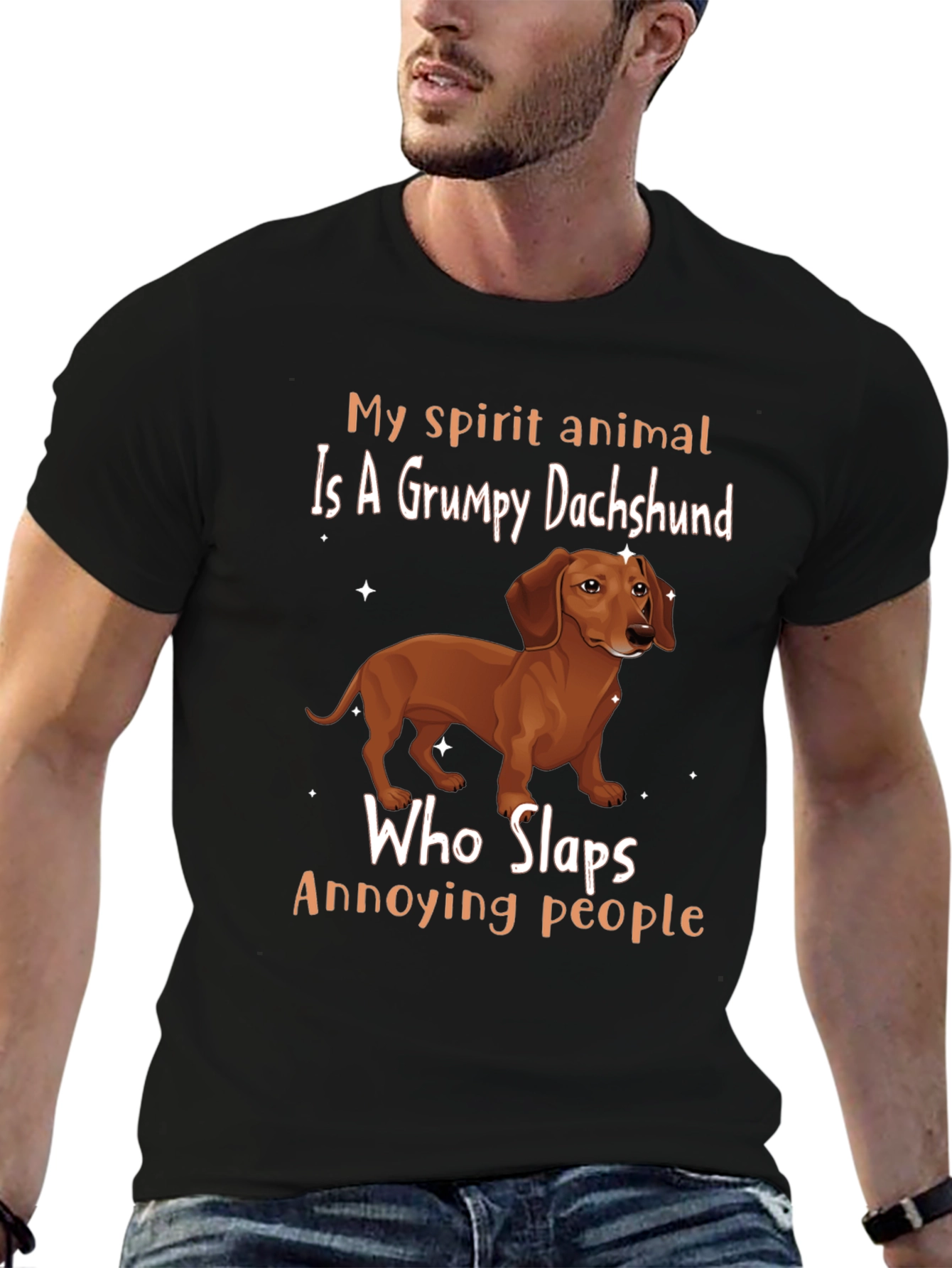 Grumpy Dachshund Slaps Annoying People T-Shirt