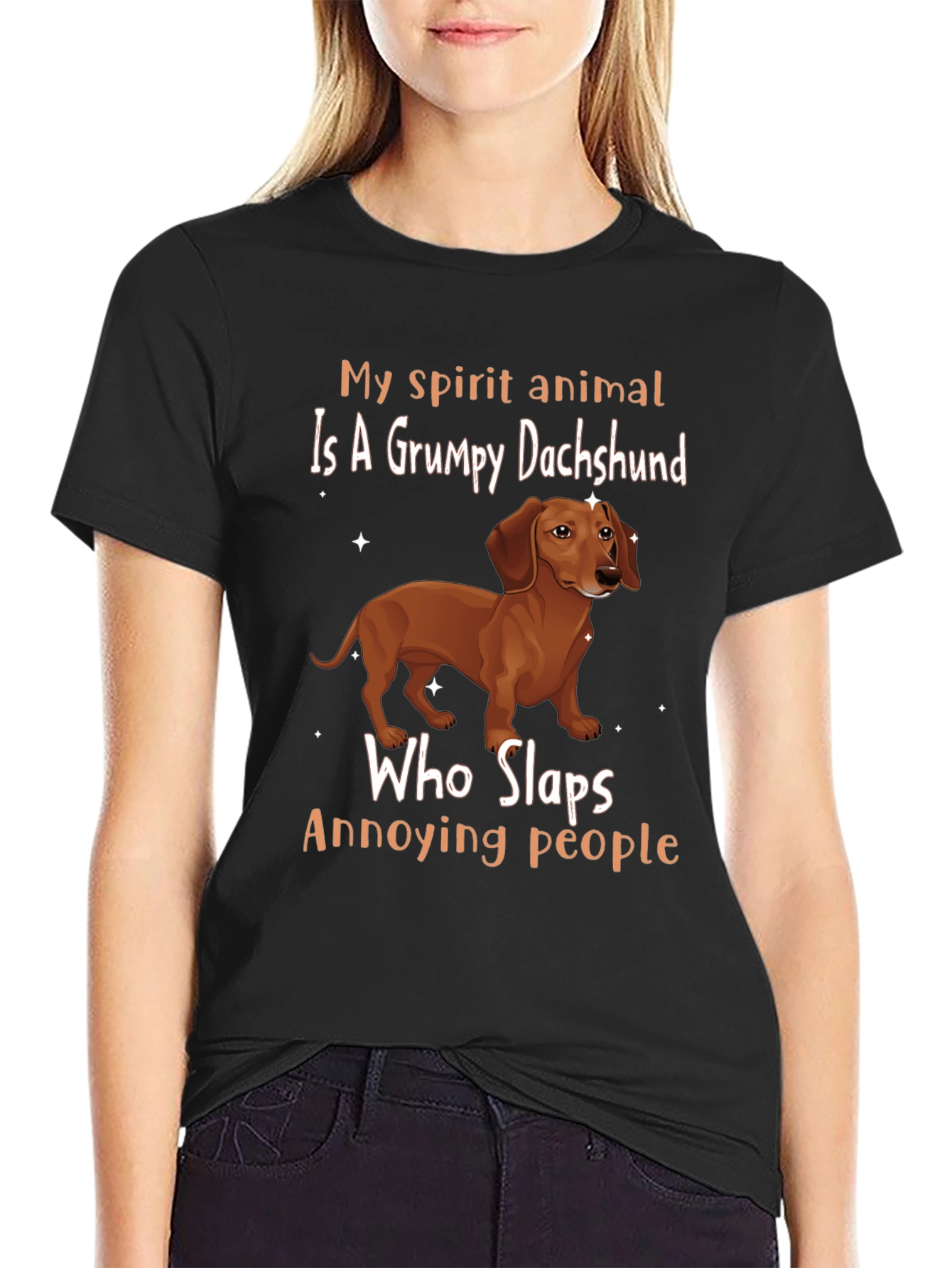 Grumpy Dachshund Slaps Annoying People T-Shirt