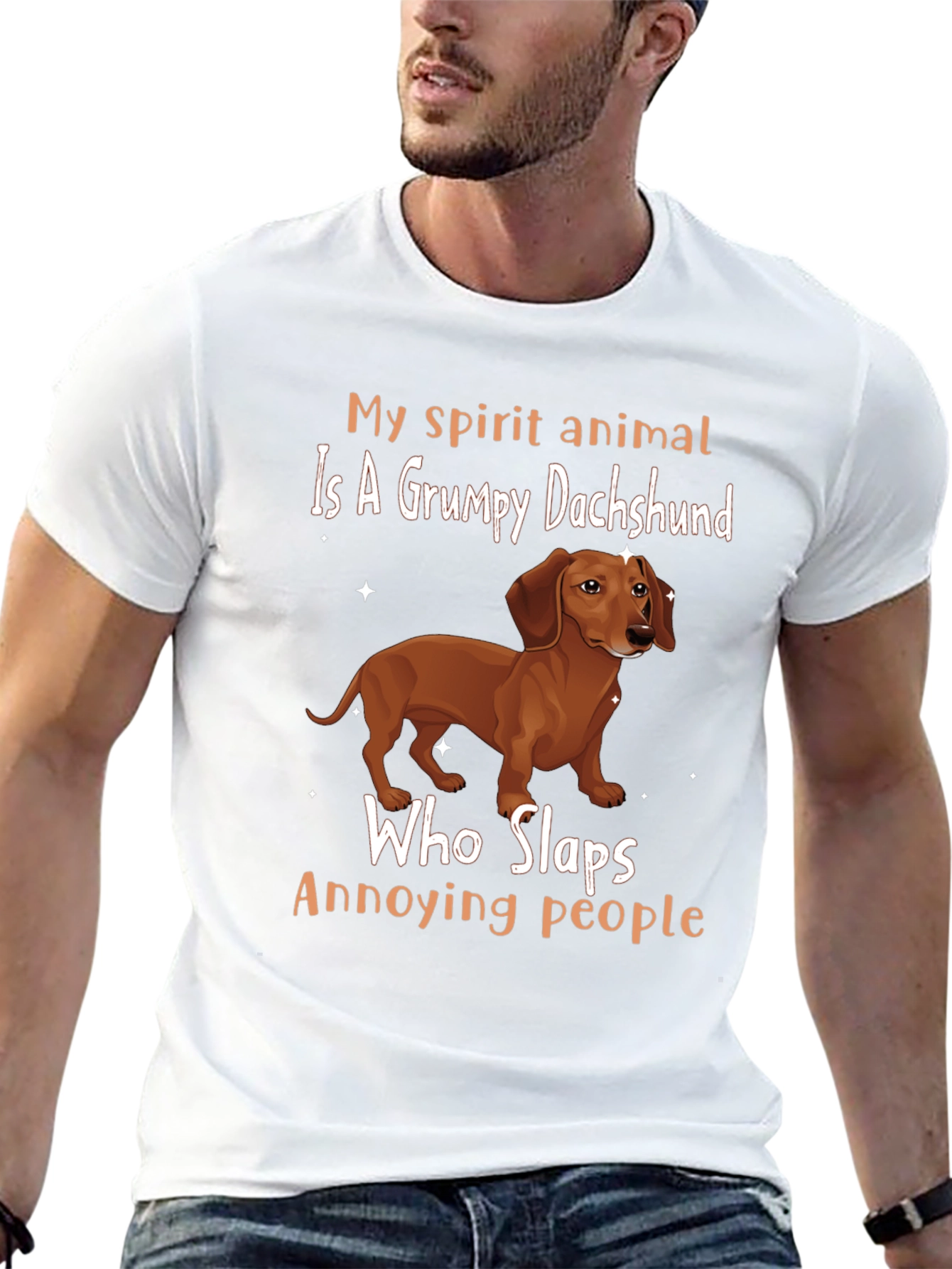 Grumpy Dachshund Slaps Annoying People T-Shirt