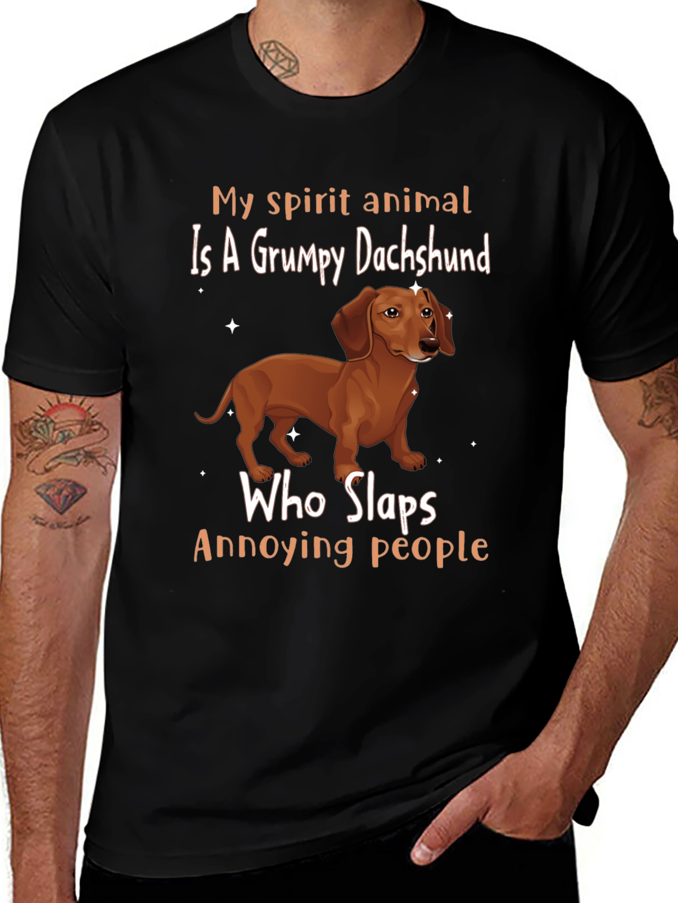 Grumpy Dachshund Slaps Annoying People T-Shirt