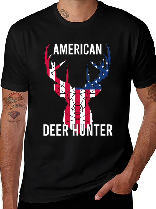 American Deer Hunter T-Shirt - Patriotic Design