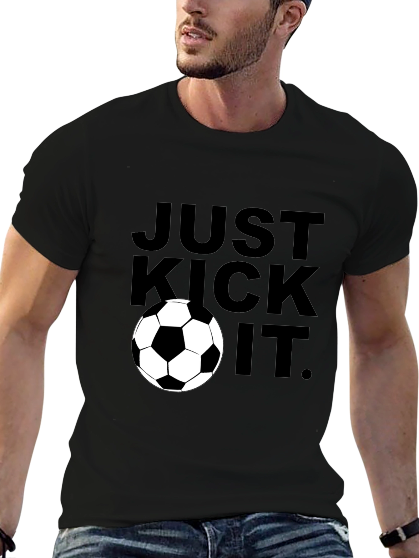 Just Kick It Graphic Tee - Soccer Ball Design