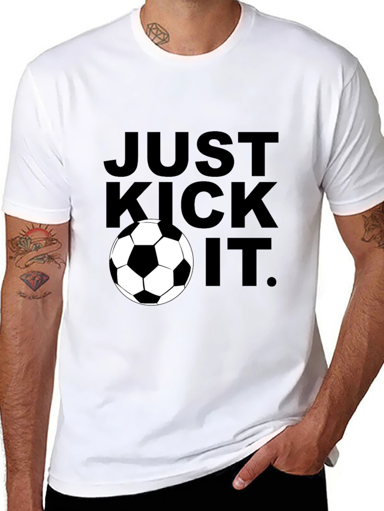 Just Kick It Graphic Tee - Soccer Ball Design