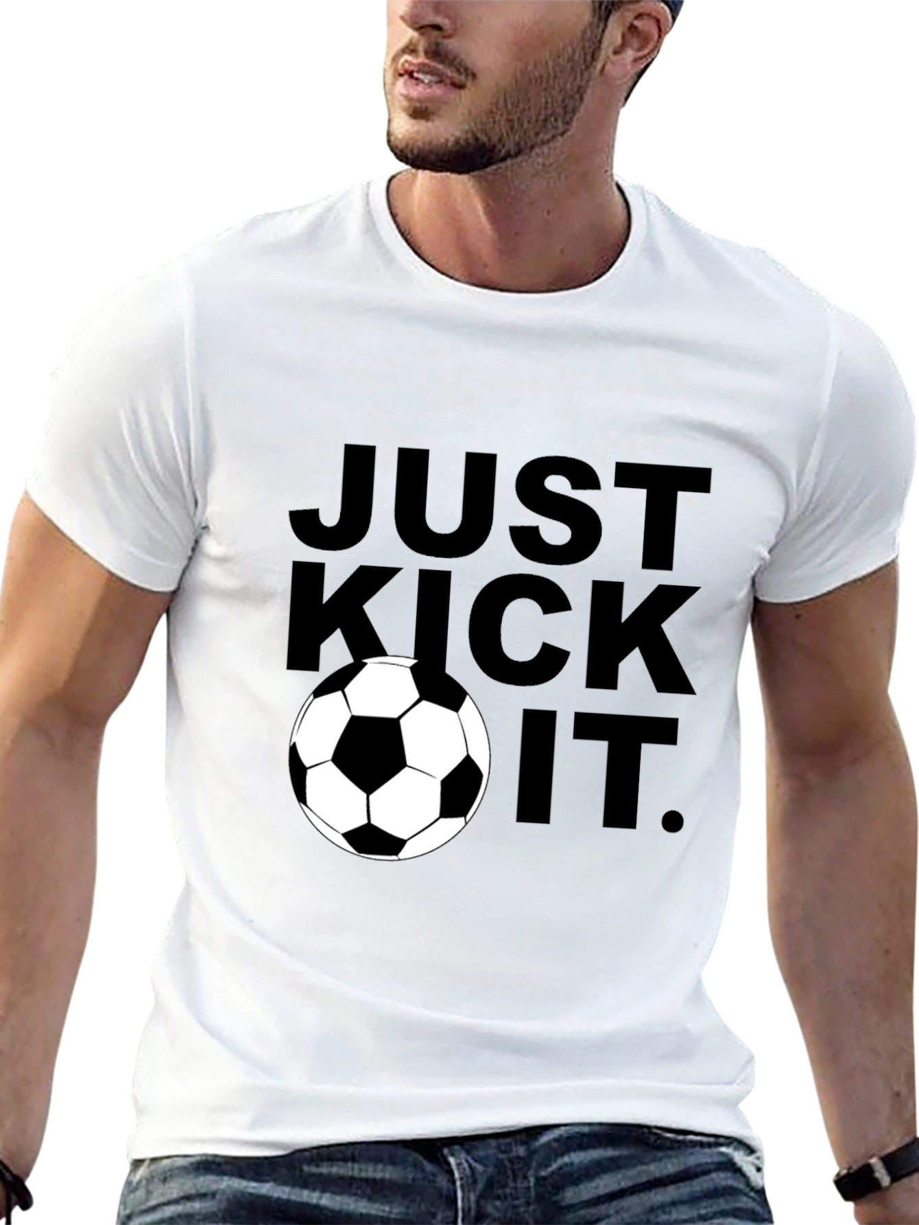 Just Kick It Graphic Tee - Soccer Ball Design