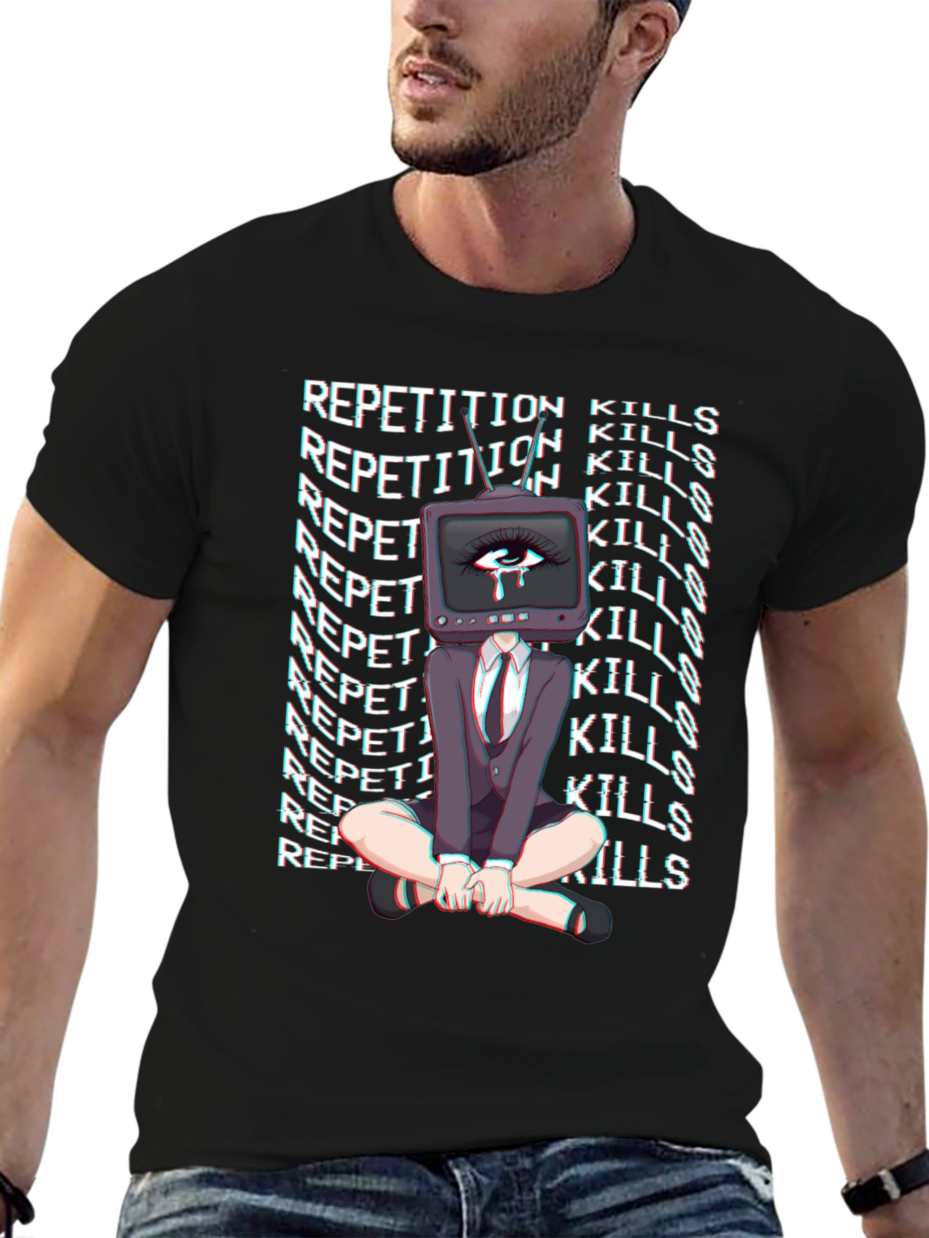 Repetition Kills Graphic Tee - Trendy Statement Shirt