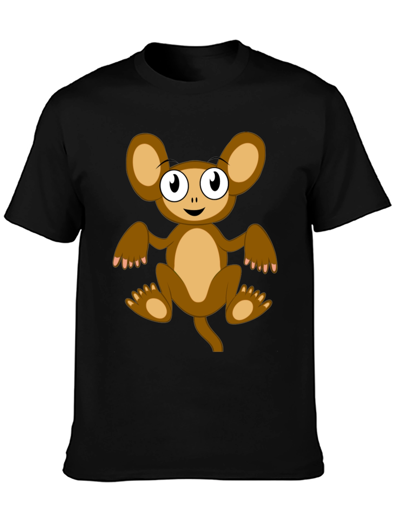 Cartoon Monkey Graphic Tee -  Unisex Black T-Shirt