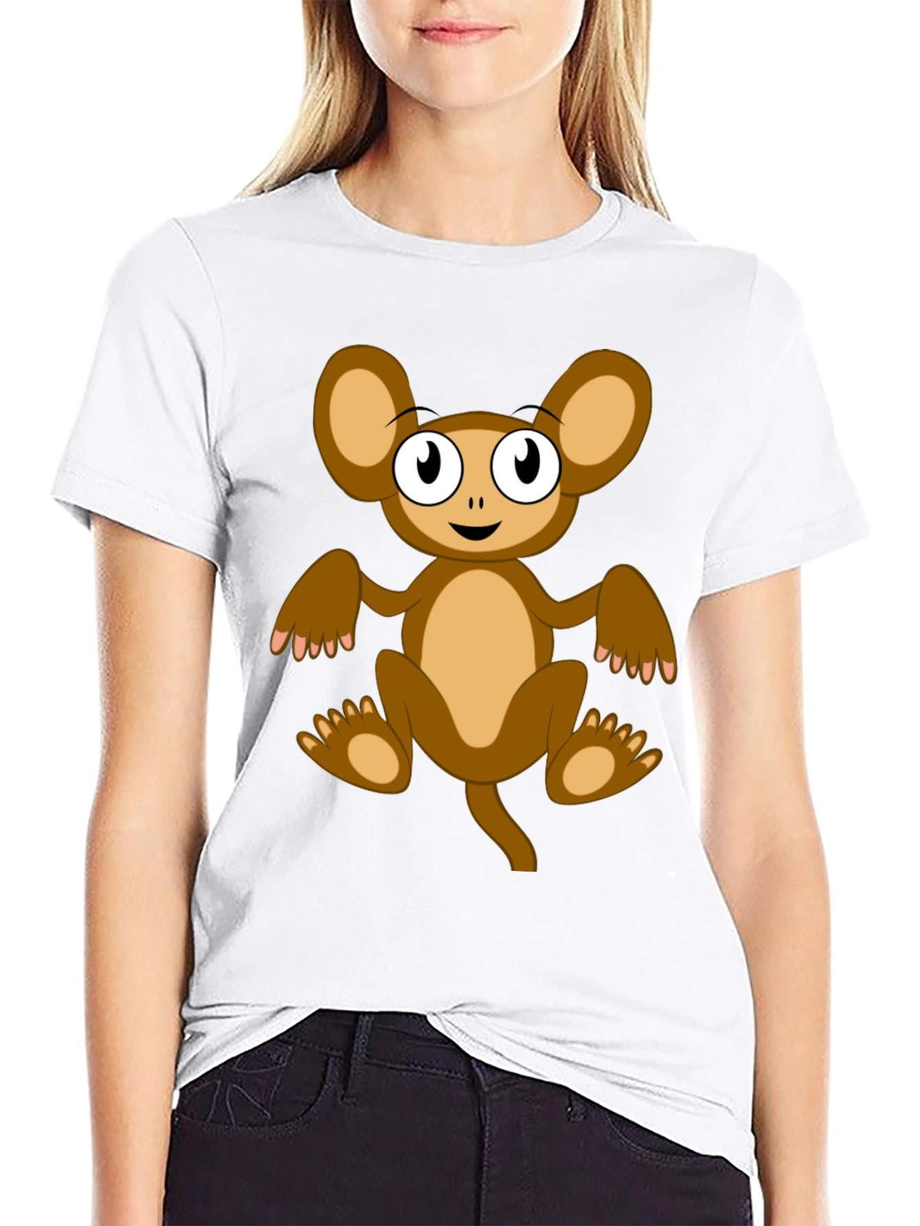 Cartoon Monkey Graphic Tee -  Unisex Black T-Shirt
