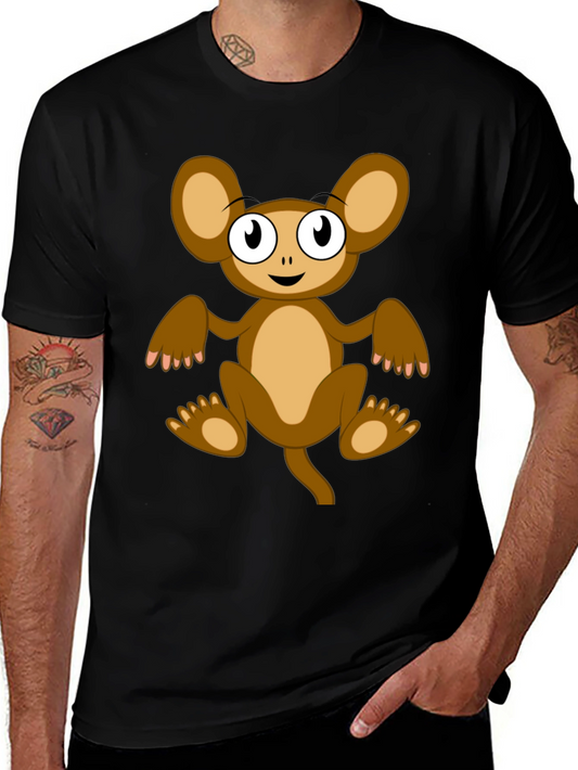 Cartoon Monkey Graphic Tee -  Unisex Black T-Shirt