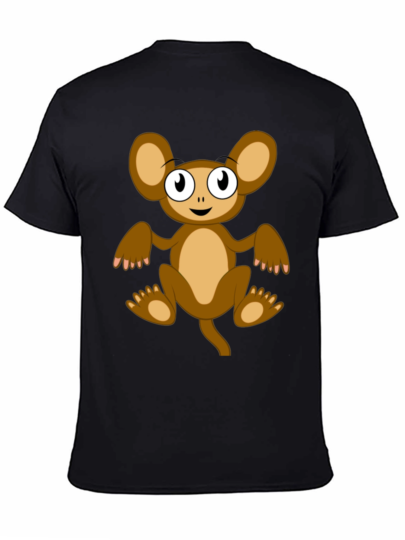 Cartoon Monkey Graphic Tee -  Unisex Black T-Shirt