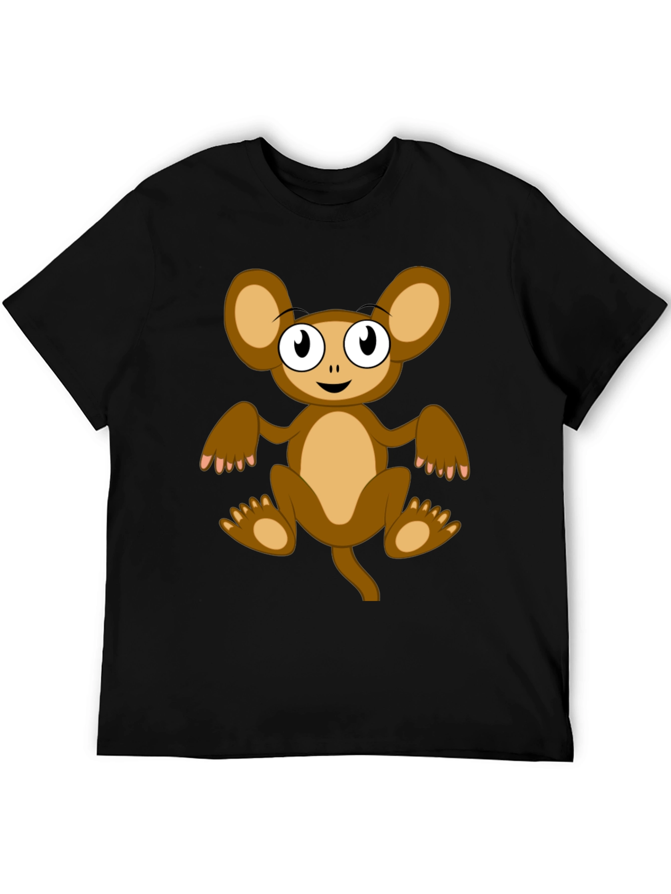 Cartoon Monkey Graphic Tee -  Unisex Black T-Shirt