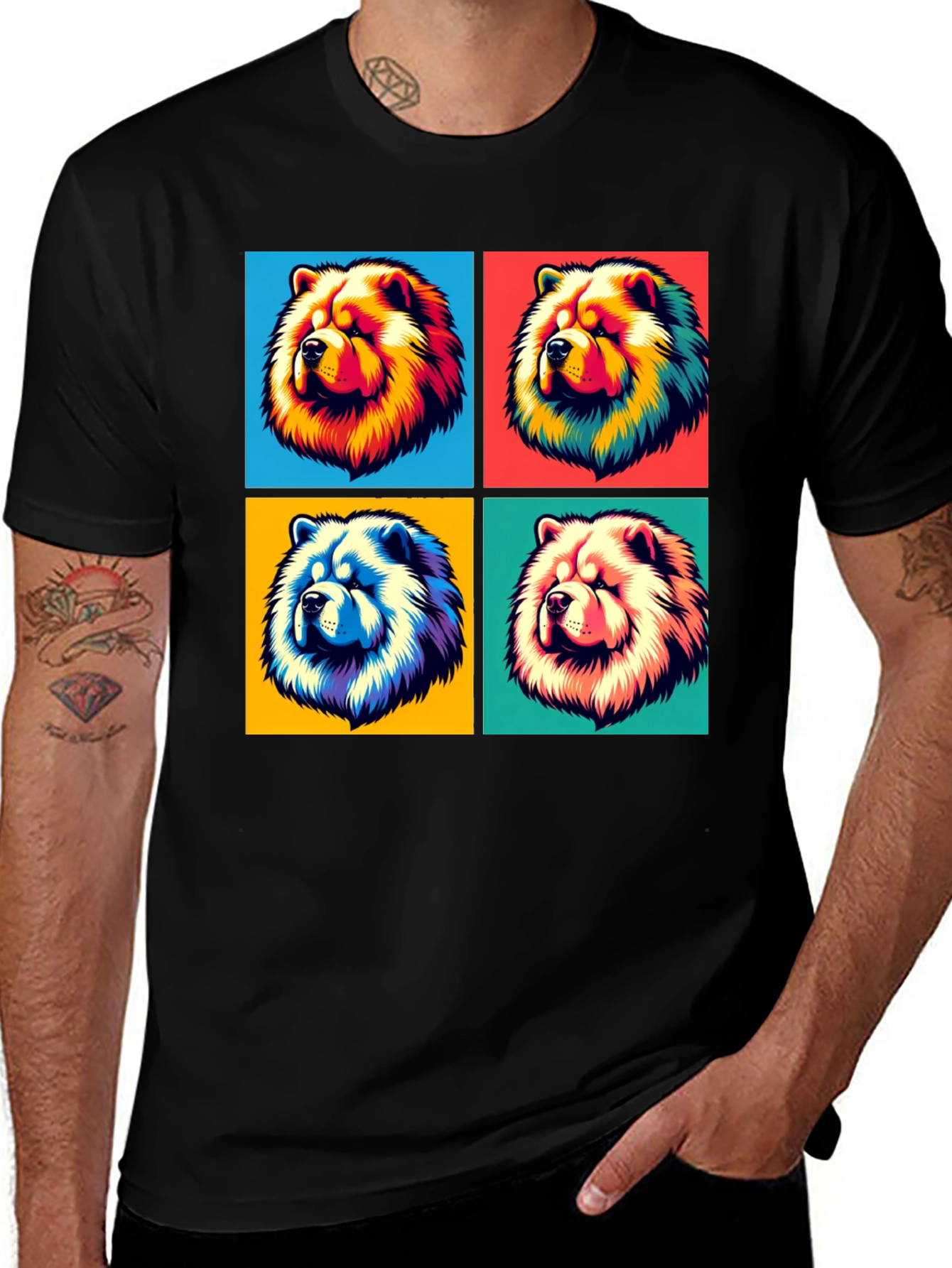 Cool Chow Chow Pop Art Black T-Shirt