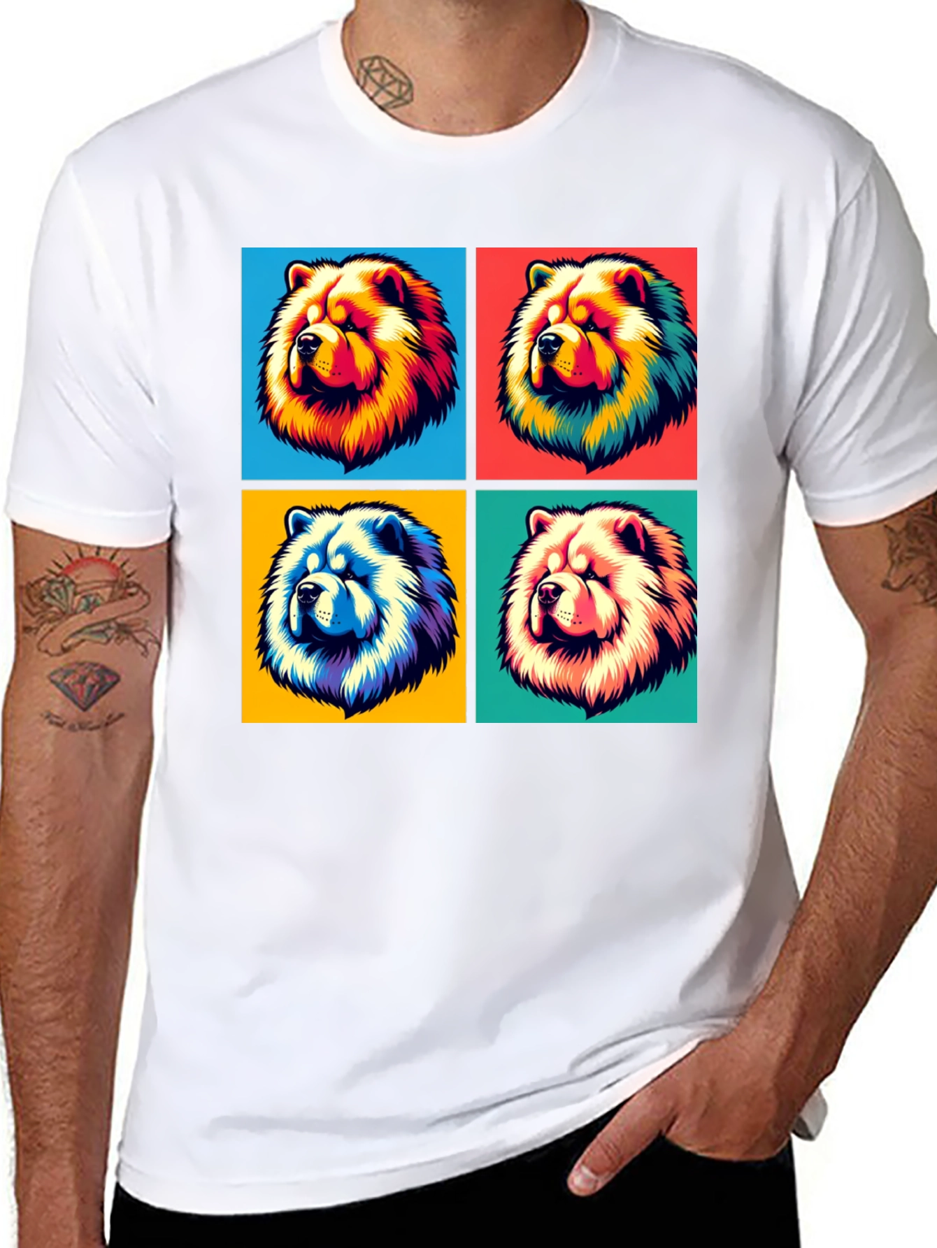 Cool Chow Chow Pop Art Black T-Shirt