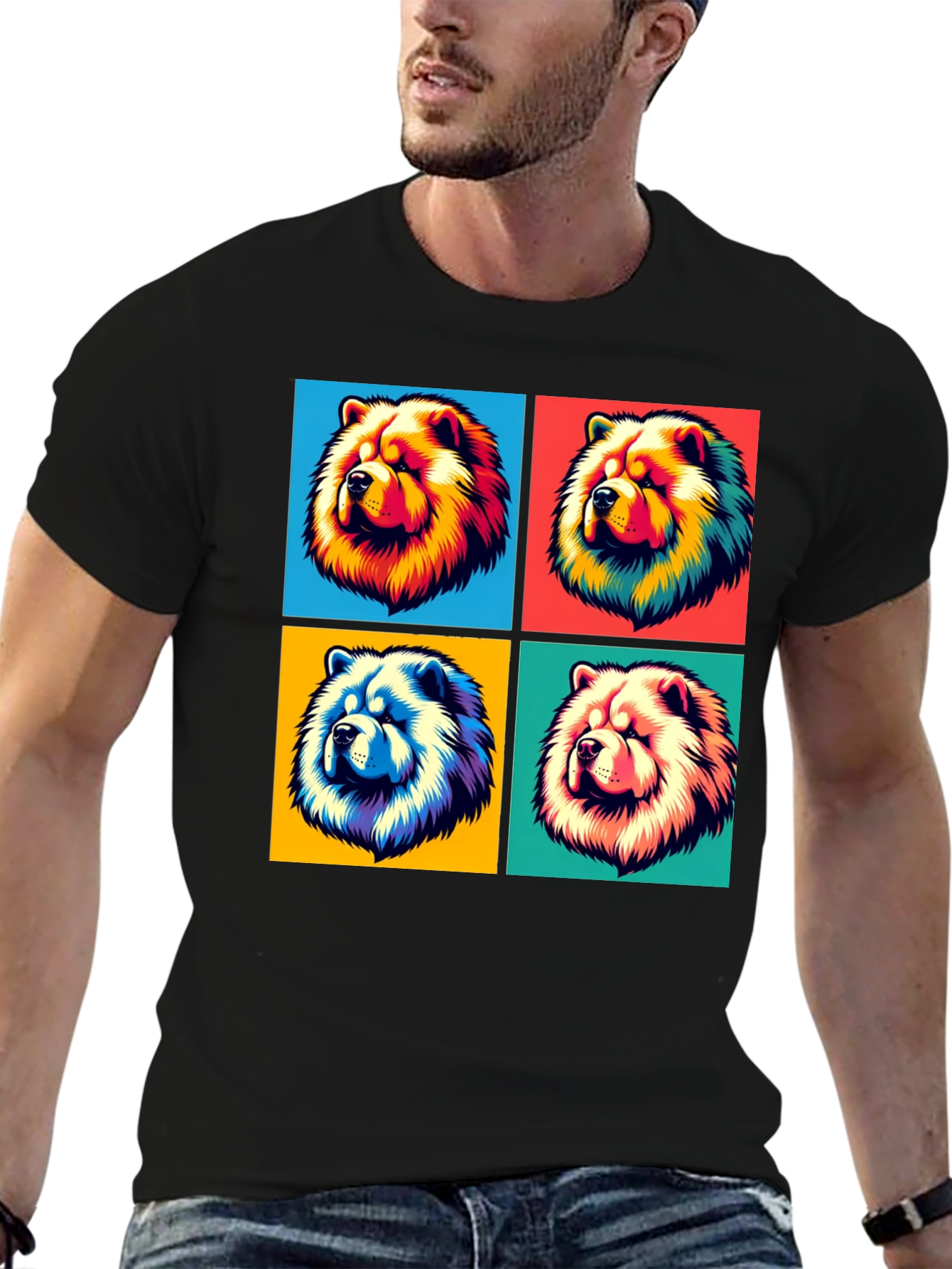 Cool Chow Chow Pop Art Black T-Shirt
