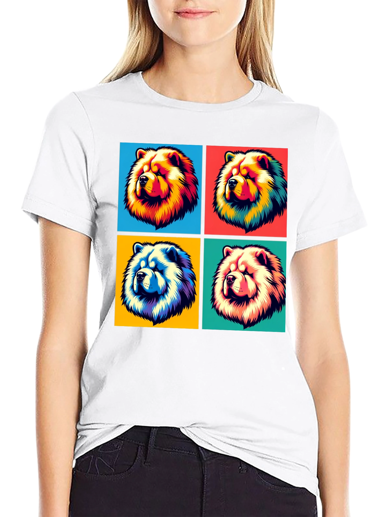 Cool Chow Chow Pop Art Black T-Shirt