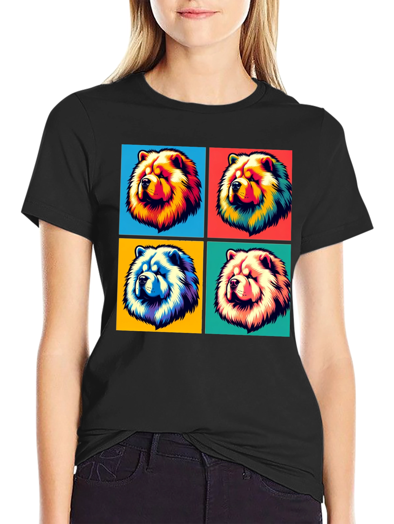 Cool Chow Chow Pop Art Black T-Shirt