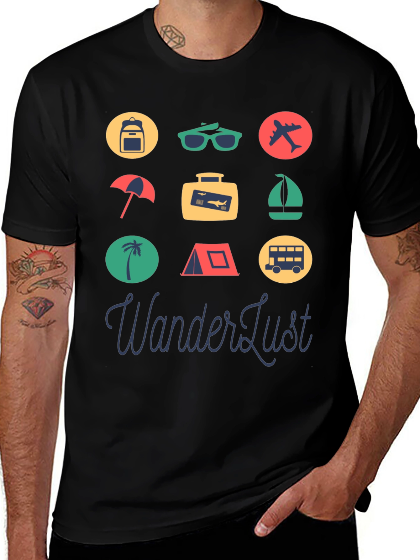 Wanderlust Travel Icon Graphic Tee